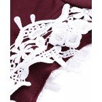 StyleDome Women Blouse Off Shoulder Shirts Crochet Lace Long Sleeve Casual Round Neck Tee Tops