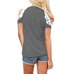 StyleDome Women Blouse Off Shoulder Shirts Crochet Lace Long Sleeve Casual Round Neck Tee Tops