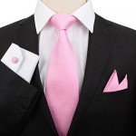 Stylefad Men's Solid Plaid Wide Neck Tie Set Hanky Cufflink