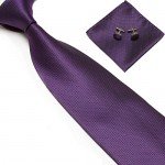 Stylefad Men's Solid Plaid Wide Neck Tie Set Hanky Cufflink