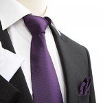 Stylefad Men's Solid Plaid Wide Neck Tie Set Hanky Cufflink