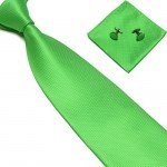 Stylefad Men's Solid Plaid Wide Neck Tie Set Hanky Cufflink
