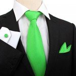 Stylefad Men's Solid Plaid Wide Neck Tie Set Hanky Cufflink