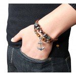Suyi Multilayer Adjustable Leather Woven Braided Bangle Cross Bracelet Leaf Wrist Cuff Wristband