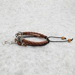 Suyi Multilayer Adjustable Leather Woven Braided Bangle Cross Bracelet Leaf Wrist Cuff Wristband
