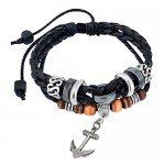 Suyi Multilayer Adjustable Leather Woven Braided Bangle Cross Bracelet Leaf Wrist Cuff Wristband