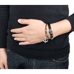 Suyi Multilayer Adjustable Leather Woven Braided Bangle Cross Bracelet Leaf Wrist Cuff Wristband
