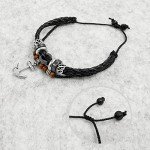 Suyi Multilayer Adjustable Leather Woven Braided Bangle Cross Bracelet Leaf Wrist Cuff Wristband