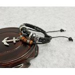 Suyi Multilayer Adjustable Leather Woven Braided Bangle Cross Bracelet Leaf Wrist Cuff Wristband