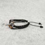 Suyi Multilayer Adjustable Leather Woven Braided Bangle Cross Bracelet Leaf Wrist Cuff Wristband