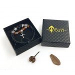 Suyi Multilayer Adjustable Leather Woven Braided Bangle Cross Bracelet Leaf Wrist Cuff Wristband