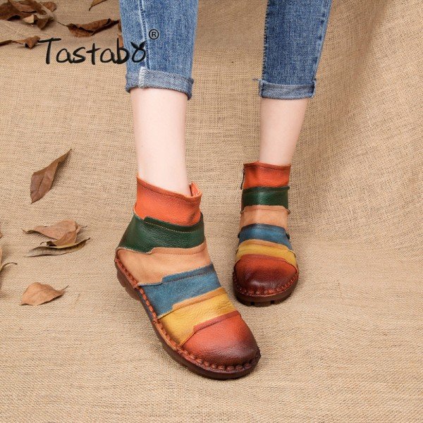 Tastabo Hot Sale Shoe Martin Boots Genuine Leather Ankle Shoes Vintage Casual Shoes Brand Design Retro Handmade Women Boots Lady