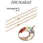 Thunaraz Tree of Life Pendant Necklace 18" 30" Handmade Chakra Gemstone Jewelry for Women