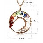 Thunaraz Tree of Life Pendant Necklace 18" 30" Handmade Chakra Gemstone Jewelry for Women