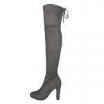 Top Faux Suede Women Thigh High Boots Stretch Slim Sexy Fashion Over the Knee Boots Female Shoes High Heels Black Gray Wine Nude