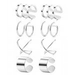 Tornito 4 Pairs Stainless Steel Ear Cuff Helix Cartilage Clip On Wrap Earrings Fake Nose Ring Non-Piercing Adjustable