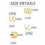 Tornito 4 Pairs Stainless Steel Ear Cuff Helix Cartilage Clip On Wrap Earrings Fake Nose Ring Non-Piercing Adjustable