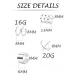 Tornito 4 Pairs Stainless Steel Ear Cuff Helix Cartilage Clip On Wrap Earrings Fake Nose Ring Non-Piercing Adjustable