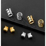 Tornito 4 Pairs Stainless Steel Ear Cuff Helix Cartilage Clip On Wrap Earrings Fake Nose Ring Non-Piercing Adjustable