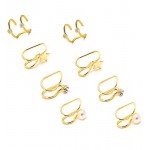 Tornito 4 Pairs Stainless Steel Ear Cuff Helix Cartilage Clip On Wrap Earrings Fake Nose Ring Non-Piercing Adjustable