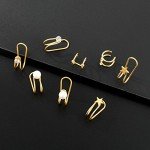 Tornito 4 Pairs Stainless Steel Ear Cuff Helix Cartilage Clip On Wrap Earrings Fake Nose Ring Non-Piercing Adjustable