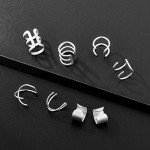 Tornito 4 Pairs Stainless Steel Ear Cuff Helix Cartilage Clip On Wrap Earrings Fake Nose Ring Non-Piercing Adjustable
