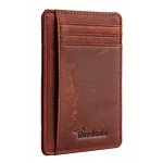 Travelambo Front Pocket Minimalist Leather Slim Wallet RFID Blocking Medium Size
