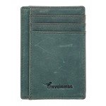 Travelambo Front Pocket Minimalist Leather Slim Wallet RFID Blocking Medium Size