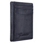 Travelambo Front Pocket Minimalist Leather Slim Wallet RFID Blocking Medium Size
