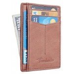 Travelambo Front Pocket Minimalist Leather Slim Wallet RFID Blocking Medium Size