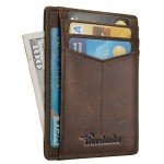 Travelambo Front Pocket Minimalist Leather Slim Wallet RFID Blocking Medium Size