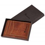Travelambo Front Pocket Minimalist Leather Slim Wallet RFID Blocking Medium Size