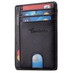 Travelambo Front Pocket Minimalist Leather Slim Wallet RFID Blocking Medium Size