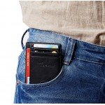 Travelambo Front Pocket Minimalist Leather Slim Wallet RFID Blocking Medium Size