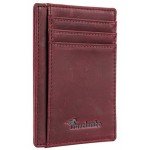 Travelambo Front Pocket Minimalist Leather Slim Wallet RFID Blocking Medium Size
