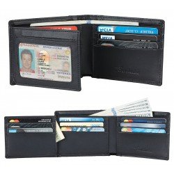 Travelambo Genuine Leather RFID Blocking Wallets Mens Wallet Bifold Left ID