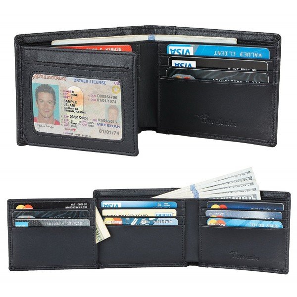 Travelambo Genuine Leather RFID Blocking Wallets Mens Wallet Bifold Left ID Travelambo Genuine Leather RFID Blocking Wallets Mens Wallet Bifold Left ID