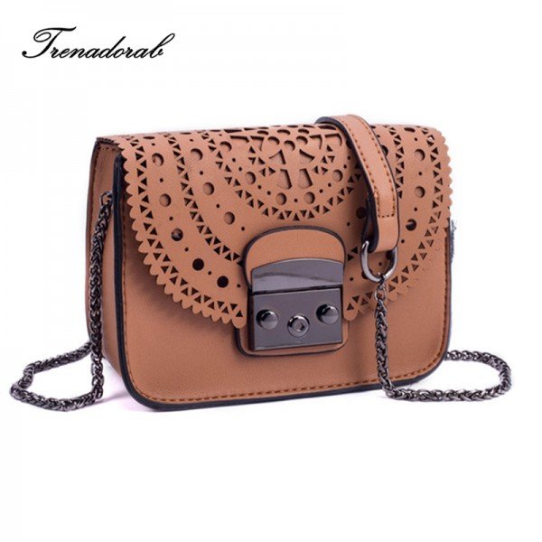 Trenadorab 2018 Fashion small bag Hollow Out Women Crossbody Bag Soft Leather handbags Women Clutch Purse Brand Shoulder Bags