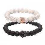 UEUC King&Queen Crown Couple Bracelets His and Her Friendship 8mm Beads Bracelet