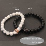 UEUC King&Queen Crown Couple Bracelets His and Her Friendship 8mm Beads Bracelet