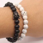 UEUC King&Queen Crown Couple Bracelets His and Her Friendship 8mm Beads Bracelet