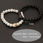 UEUC King&Queen Crown Couple Bracelets His and Her Friendship 8mm Beads Bracelet