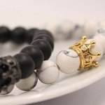 UEUC King&Queen Crown Couple Bracelets His and Her Friendship 8mm Beads Bracelet
