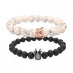 UEUC King&Queen Crown Couple Bracelets His and Her Friendship 8mm Beads Bracelet