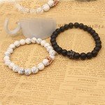 UEUC King&Queen Crown Couple Bracelets His and Her Friendship 8mm Beads Bracelet