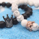 UEUC King&Queen Crown Couple Bracelets His and Her Friendship 8mm Beads Bracelet