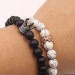 UEUC King&Queen Crown Couple Bracelets His and Her Friendship 8mm Beads Bracelet