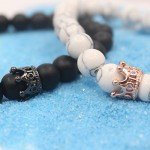 UEUC King&Queen Crown Couple Bracelets His and Her Friendship 8mm Beads Bracelet