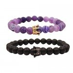 UEUC King&Queen Crown Couple Bracelets His and Her Friendship 8mm Beads Bracelet