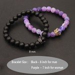 UEUC King&Queen Crown Couple Bracelets His and Her Friendship 8mm Beads Bracelet